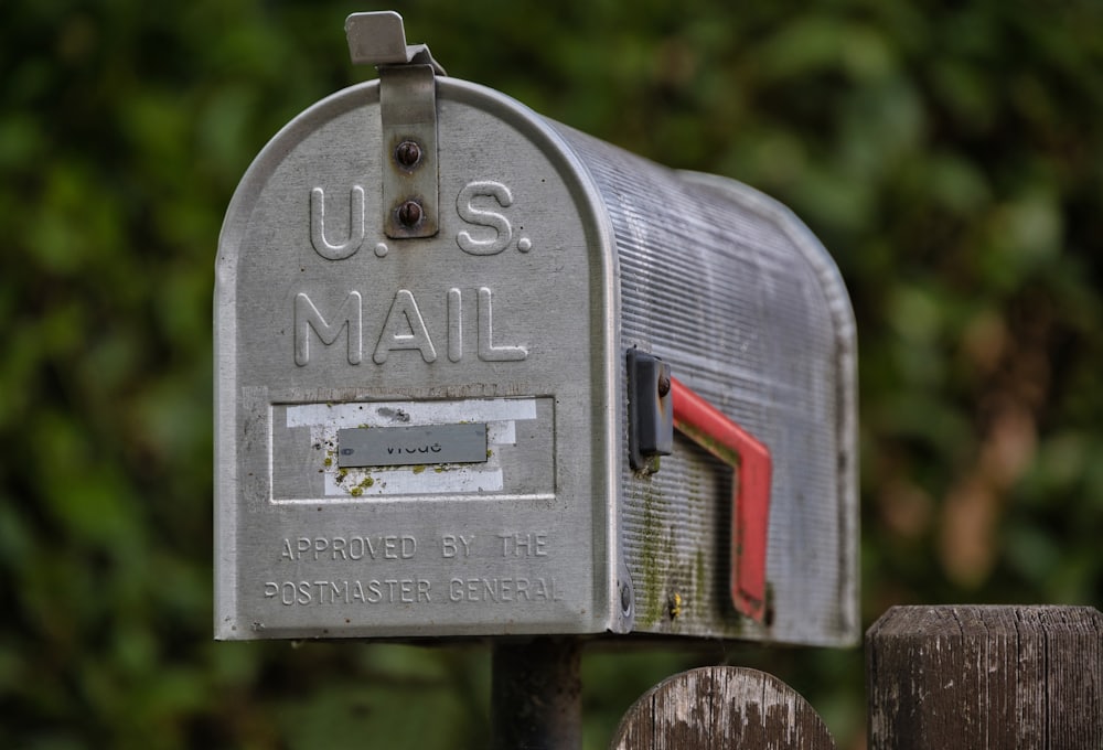 A U.S. Mail mailbox, representing postcard and mailer campaigns